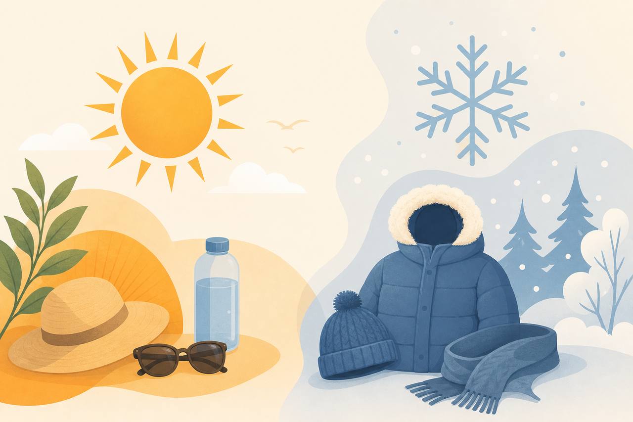 폭염과 한파를 표현한 일러스트